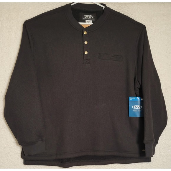 Rugged Wear XXL 2XL Sweatshirt New NWT Sherpa Fleece Henley Black Men's 0725 - Picture 1 of 7